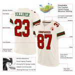 Custom Red-Green Mesh Football Jersey for Men | Personalized Sports Apparel Personalized Cream Red-Green Mesh Football Jersey