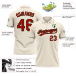 Personalized Red-Green Golf Polo Shirt - Performance Cream Fabric Personalized Cream Red-Green Performance Vapor Golf Polo