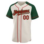 Personalized Baseball Jersey Cream Red-Green Raglan Sleeves for Men and Women Personalized Cream Red-Green Raglan Sleeves