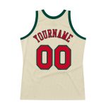Custom Name Number Personalized Red Cream Hunter Green Basketball Jersey Authentic Throwback Personalized Cream Red-Hunter