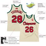 Personalized Red-Hunter Green Basketball Jersey - Custom Cream Throwback Jersey Personalized Cream Red-Hunter Green Throwback