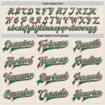 Custom Name Number Varsity Letterman Jacket Personalized Cream Red Kelly Green Bomber Full-Snap Personalized Cream Red-Kelly