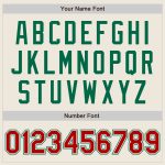 Custom Name Number Varsity Letterman Jacket Personalized Cream Red Kelly Green Bomber Full-Snap Personalized Cream Red-Kelly