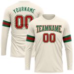 Personalized Long Sleeve Performance T-Shirt in Cream Red and Kelly Green Personalized Cream Red-Kelly Green Long Sleeve