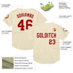 Personalized Red Baseball Jersey with Cream Mesh Design - Throwback Style Personalized Cream Red Mesh Throwback Baseball