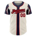 Custom Name and Number Authentic Baseball Jersey in Cream, Red, Navy - Personalized Team Jersey with Arm Shapes Personalized