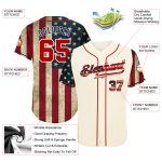 Personalized 3D American Flag Baseball Jersey in Cream Red-Navy Personalized Cream Red-Navy 3D American Flag Baseball Jersey