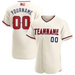 Personalized American Flag Baseball Jersey with Custom Name and Number - Cream Red-Navy Fashion Team Gear Personalized Cream