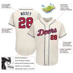 Personalized Authentic Baseball Jersey in Cream Red-Navy Color Personalized Cream Red-Navy Authentic Baseball Jersey