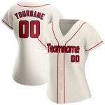 Personalized Authentic Baseball Jersey Cream Red Navy - Customizable Sports Apparel Personalized Cream Red-Navy Authentic