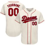 Personalized Authentic Baseball Jersey in Cream Red-Navy Colors Personalized Cream Red-Navy Authentic Baseball Jersey