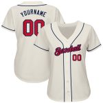 Custom Name and Number Personalized Red-Navy Baseball Jersey - Authentic Team Apparel Personalized Cream Red-Navy Authentic