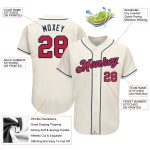 Custom Name and Number Personalized Red-Navy Baseball Jersey - Authentic Team Apparel Personalized Cream Red-Navy Authentic