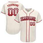 Custom Name and Number Personalized Baseball Jersey in Cream Red-Navy Drift Fashion Style Personalized Cream Red-Navy Authentic