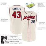 Personalized Red-Navy Cream Baseball Jersey - Authentic Sleeveless Design Personalized Cream Red-Navy Authentic Sleeveless