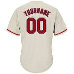 Custom Name and Number Red Navy Personalized Rib-Knit Baseball Jersey Shirt - Authentic Throwback Design Personalized Cream