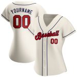 Personalized Red-Navy Baseball Jersey for Kids - Custom Cream Design 3 Personalized Cream Red-Navy Baseball Jersey 3