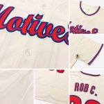 Custom Red-Navy Baseball Jersey for Kids - Personalized Cream Color, Size 4 Personalized Cream Red-Navy Baseball Jersey 4