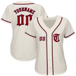 Custom Red-Navy Baseball Jersey for Kids - Personalized Cream Color, Size 4 Personalized Cream Red-Navy Baseball Jersey 4