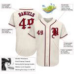 Custom Red-Navy Baseball Jersey for Kids - Personalized Cream Color, Size 4 Personalized Cream Red-Navy Baseball Jersey 4