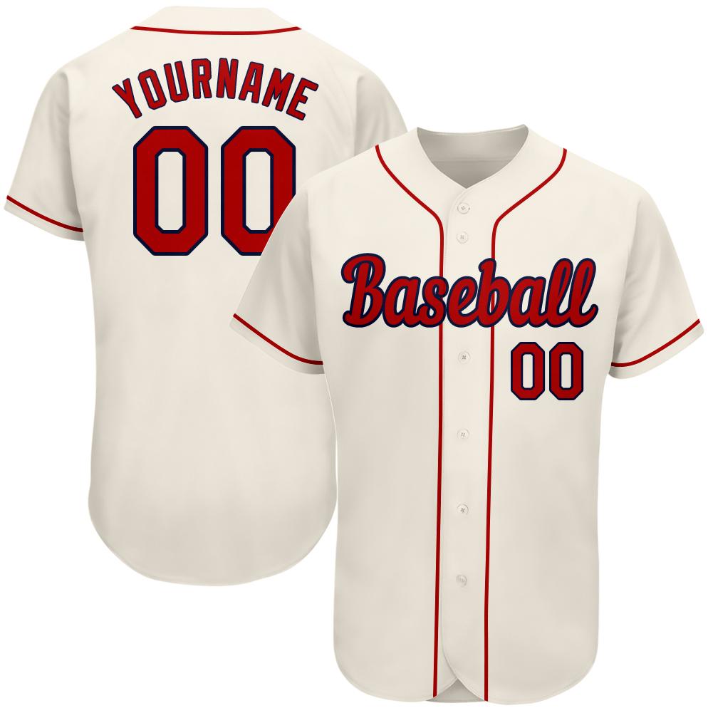 Personalized Red Navy Cream Baseball Jersey for Men, Women, Kids - Custom Jersey 6 Personalized Cream Red-Navy Baseball Jersey