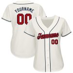 Custom Baseball Jersey in Cream with Red and Navy Accents - Personalized Team Uniform Personalized Cream Red-Navy Baseball