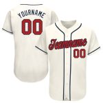 Custom Baseball Jersey in Cream with Red and Navy Accents - Personalized Team Uniform Personalized Cream Red-Navy Baseball