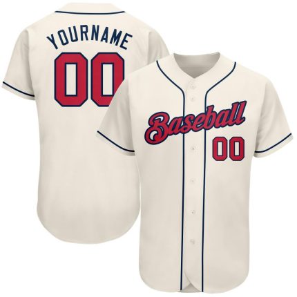 Personalized Red-Navy Baseball Jersey 88 for Men and Women - Custom Cream Team Sportswear Personalized Cream Red-Navy Baseball