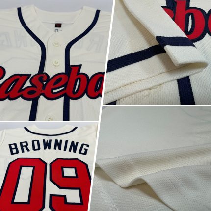 Personalized Red-Navy Baseball Jersey 88 for Men and Women - Custom Cream Team Sportswear Personalized Cream Red-Navy Baseball