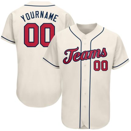 Personalized Red Navy Baseball Jersey for Men or Women - Custom Cream 89 Personalized Cream Red-Navy Baseball Jersey 89