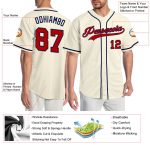 Custom Cream Red-Navy Baseball Jersey for Men, Women, and Kids - Personalized Team Apparel Personalized Cream Red-Navy Baseball