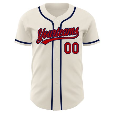Custom Cream Red-Navy Baseball Jersey for Men and Women, Personalized Sports Apparel, Size 92 Personalized Cream Red-Navy