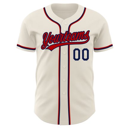 Personalized Red Navy Baseball Jersey 93 - Custom Sports Apparel for Fans Personalized Cream Red-Navy Baseball Jersey 93