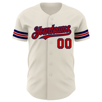 Custom Red and Navy Baseball Jersey with Personalization 94 Personalized Cream Red-Navy Baseball Jersey 94
