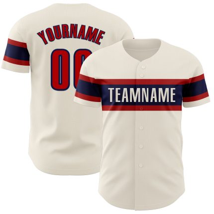 Personalized Red Navy Baseball Jersey Custom Name 95 Personalized Cream Red-Navy Baseball Jersey 95