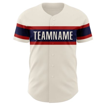 Personalized Red Navy Baseball Jersey Custom Name 95 Personalized Cream Red-Navy Baseball Jersey 95