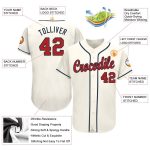 Custom Baseball Jersey in Cream with Red and Navy Accents - Personalized Team Uniform Personalized Cream Red-Navy Baseball
