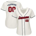 Custom Personalized Baseball Jersey with Name and Number - Cream Red-Navy Team Apparel Personalized Cream Red-Navy Baseball