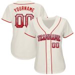Personalized Red Navy Cream Fashion Baseball Jersey for Men and Women Personalized Cream Red-Navy Drift Fashion Baseball