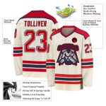 Custom Red and Navy Hockey Jersey - Personalize Your Team Spirit with a Unique Design Personalized Cream Red-Navy Hockey
