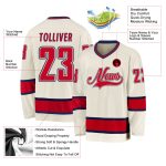 Customizable Red and Navy Hockey Jersey - Personalized Sports Apparel Personalized Cream Red-Navy Hockey Jersey