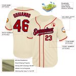 Custom Name Number Authentic Baseball Jersey Personalized Cream Red Navy Mesh Personalized Cream Red-Navy Mesh Authentic