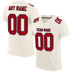 Personalized Red-Navy Mesh Football Jersey for Kids - Custom Cream Design 2 Personalized Cream Red-Navy Mesh Football Jersey