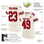 Custom Red Navy Cream Football Jersey for Men and Women Personalized Cream Red-Navy Mesh Football Jersey