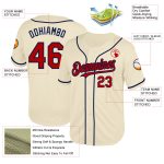 Personalized Red-Navy Mesh Throwback Baseball Jersey for Men and Women Personalized Cream Red-Navy Mesh Throwback Baseball