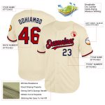 Personalized Red-Navy Throwback Mesh Baseball Jersey - Custom Cream Design 3 Personalized Cream Red-Navy Mesh Throwback Baseball