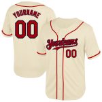 Personalized Red Navy Cream Mesh Baseball Jersey - Throwback Style Personalized Cream Red-Navy Mesh Throwback Baseball Jersey