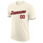Custom Team Performance T-Shirt with Personalized Name & Number in Cream Red Navy - Perfect for Sports and Events Personalized