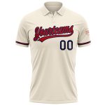 Personalized Red-Navy Performance Vapor Golf Polo Shirt for Men Personalized Cream Red-Navy Performance Vapor Golf Polo Shirt