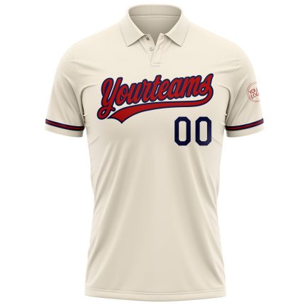 Personalized Red-Navy Performance Vapor Golf Polo Shirt for Men Personalized Cream Red-Navy Performance Vapor Golf Polo Shirt